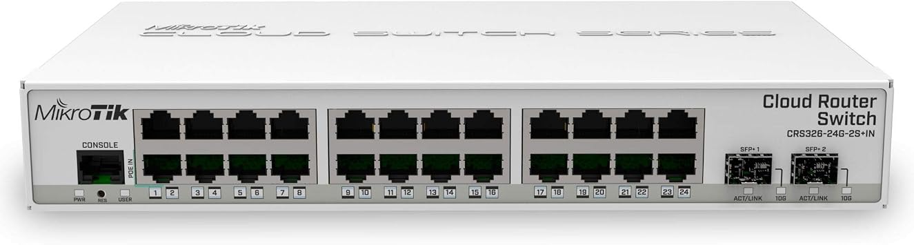 MikroTik Cloud Router Switch 326-24G-2S+in with RouterOS, W125742110 (326-24G-2S+in with RouterOS L5 License, Desktop case CRS326-24G-2S+in, Managed, Gigabit Ethernet)