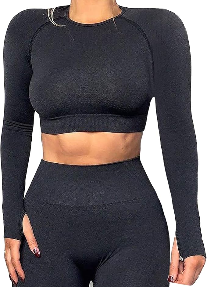 crop top long sleeve workout shirt