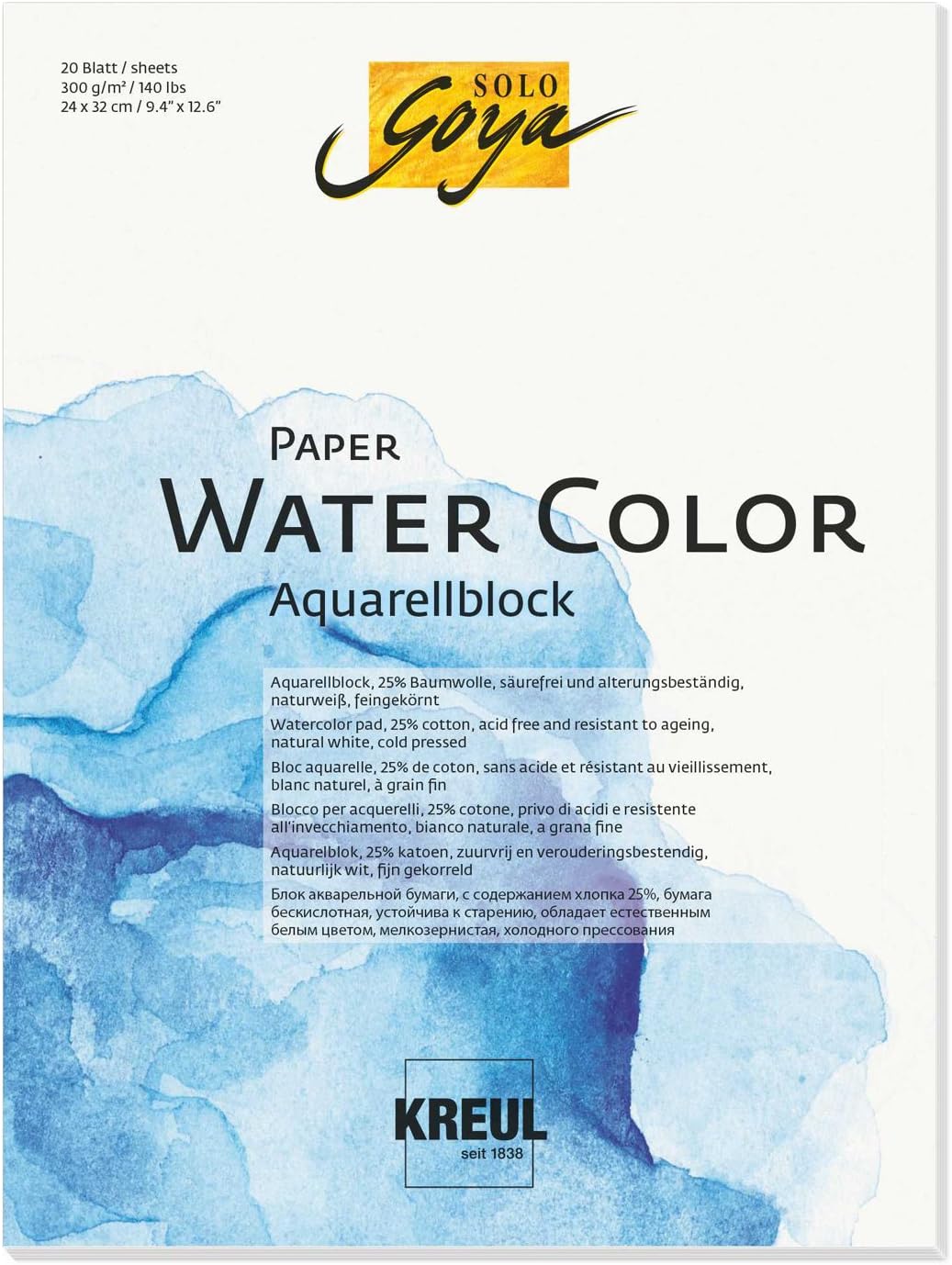 KREULUnbekannt Solo Goya Paper Water Colour Watercolour Pad, 20 Sheets