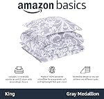 Amazon Basics Ultra-Soft Light-Weight Microfiber Reversible Comforter Bedding Set - Ikatlink King, Gray Medallion