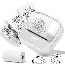 PRT Mini Sticker Printer, Portable Thermal Printer with 1Roll Sticker Paper | Inkless Sticker Maker, Bluetooth Label Printer for Study Notes,Lists,Pictures,DIY Creations Printers for Home Use, Grey