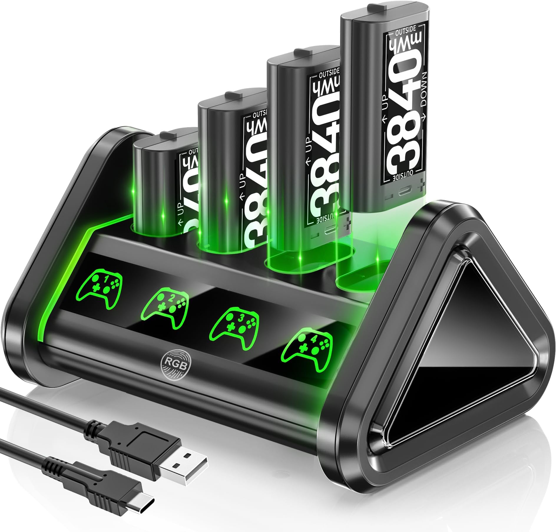 OIVO 4 x 1500 mAh Xbox Battery for Xbox Series X|S/Xbox One, Xbox Batteries with Fast Charging Station for Xbox Series X|S/Xbox One/Xbox One Elite Controller ( 1500mAh=3600mWh)