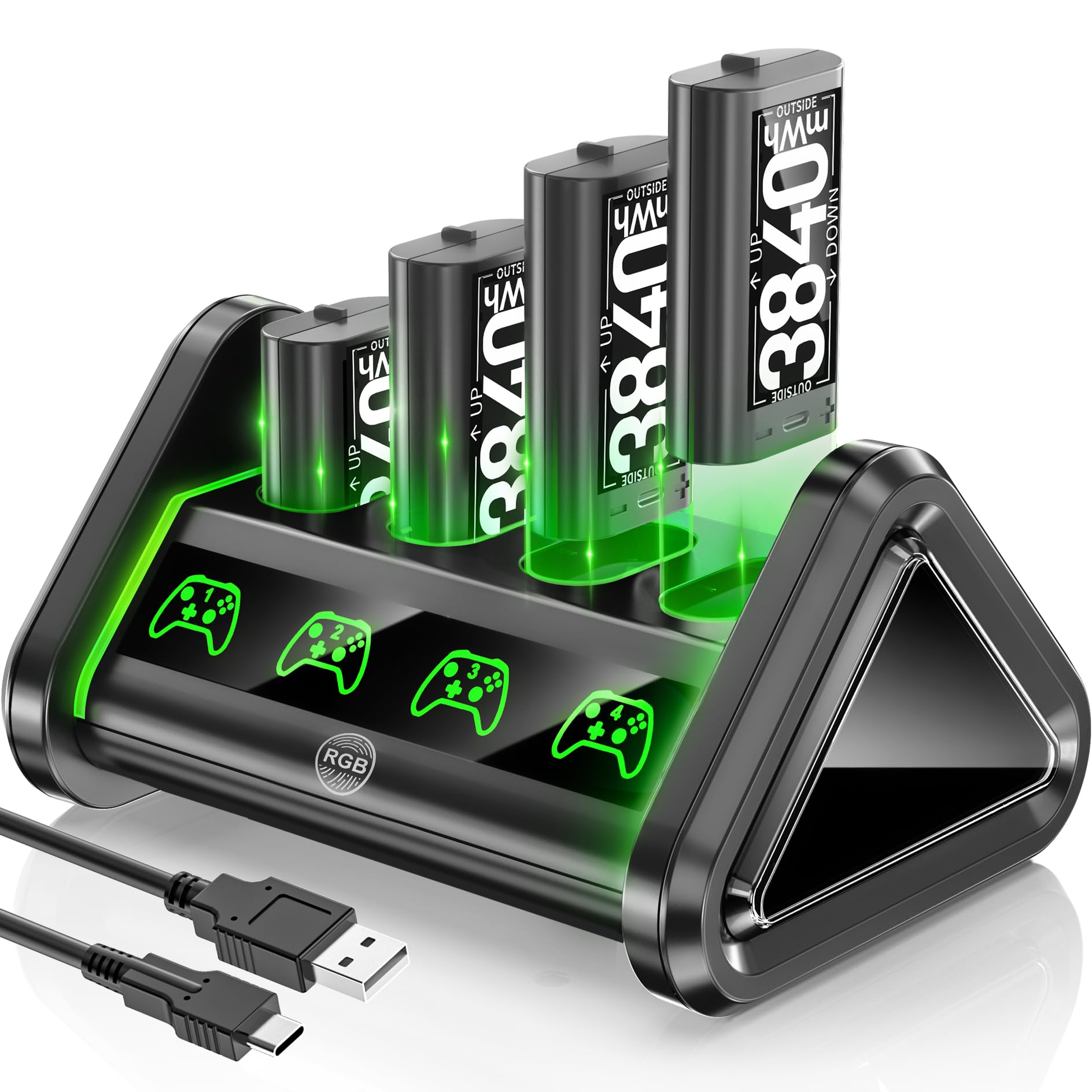 OIVO 4 x 1500 mAh Xbox Battery for Xbox Series X|S/Xbox One, Xbox Batteries with Fast Charging Station for Xbox Series X|S/Xbox One/Xbox One Elite Controller ( 1500mAh=3600mWh)-image-16
