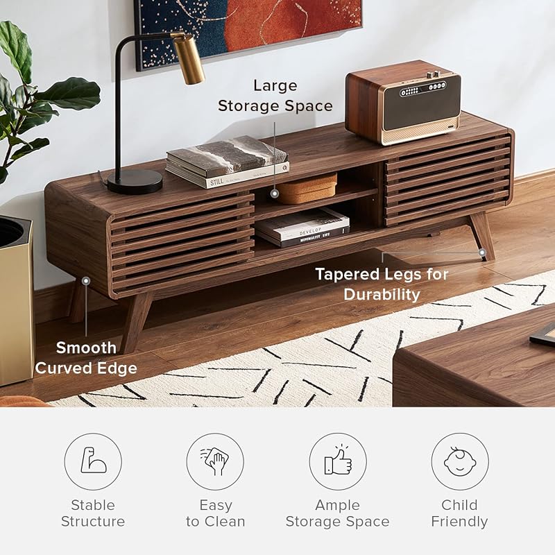 mopio Ensley 59 inch Low TV Stand, Entertainment Center (Walnut) image 6
