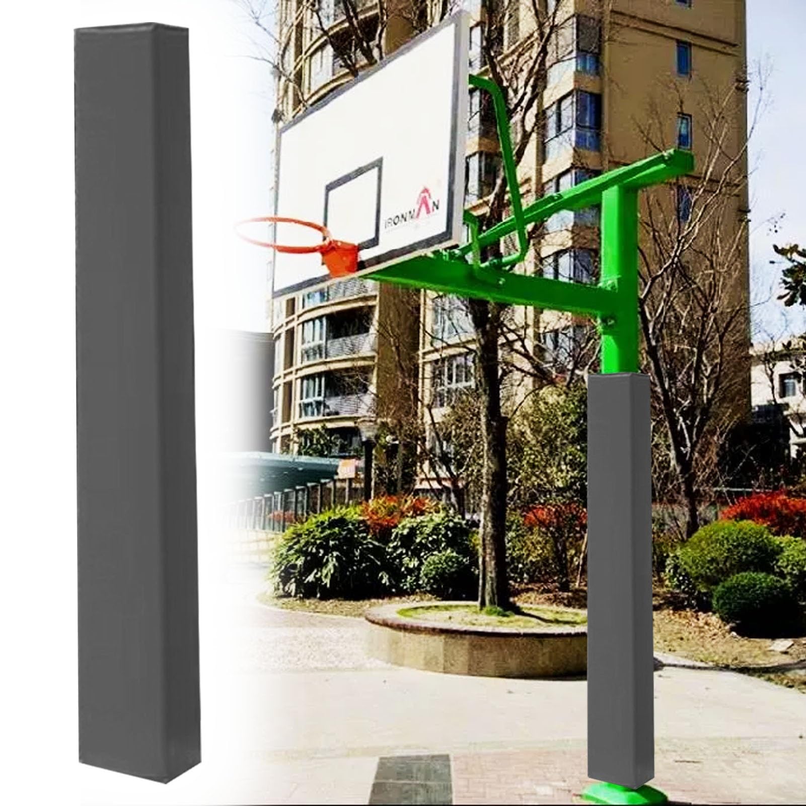 Basketball Pole Padding Wrap, Custom Protector Pad for 4x4 6x6 8x8 Support Posts, Universal Fit for Outdoor Hoops, Durable Foam Padding for Safety