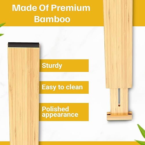 Miniatura 3 de Divisor y organizadores de cajones de bambú (paquete de 6)  Separadores de cajones para cocina, oficina, dormitorio, aparadores y baño