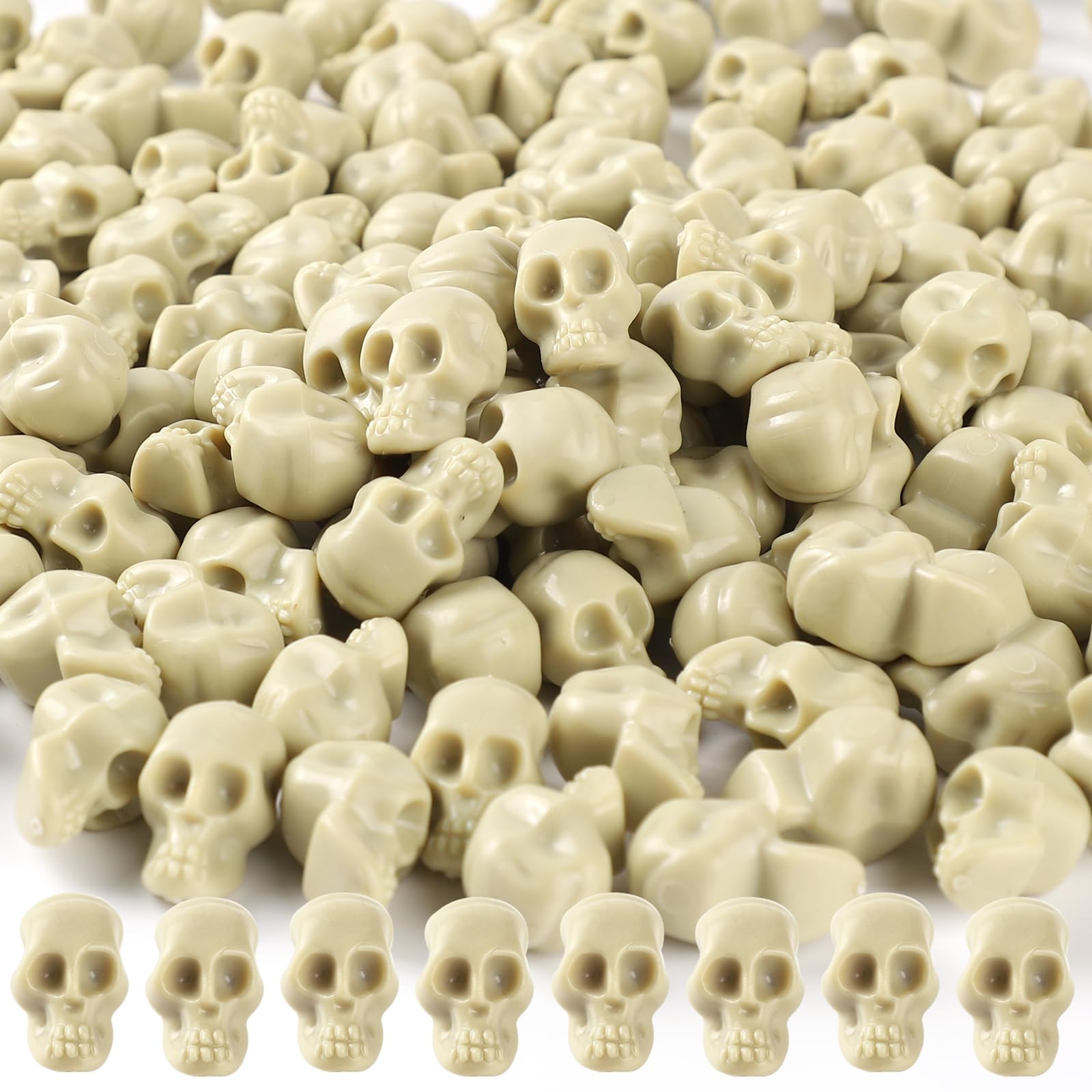 OZIO 150 Mini Plastic Skull Heads - Halloween Miniature Figurines Skulls Heads Ornaments for DIY Crafts, Home Prank Props, Party Favors