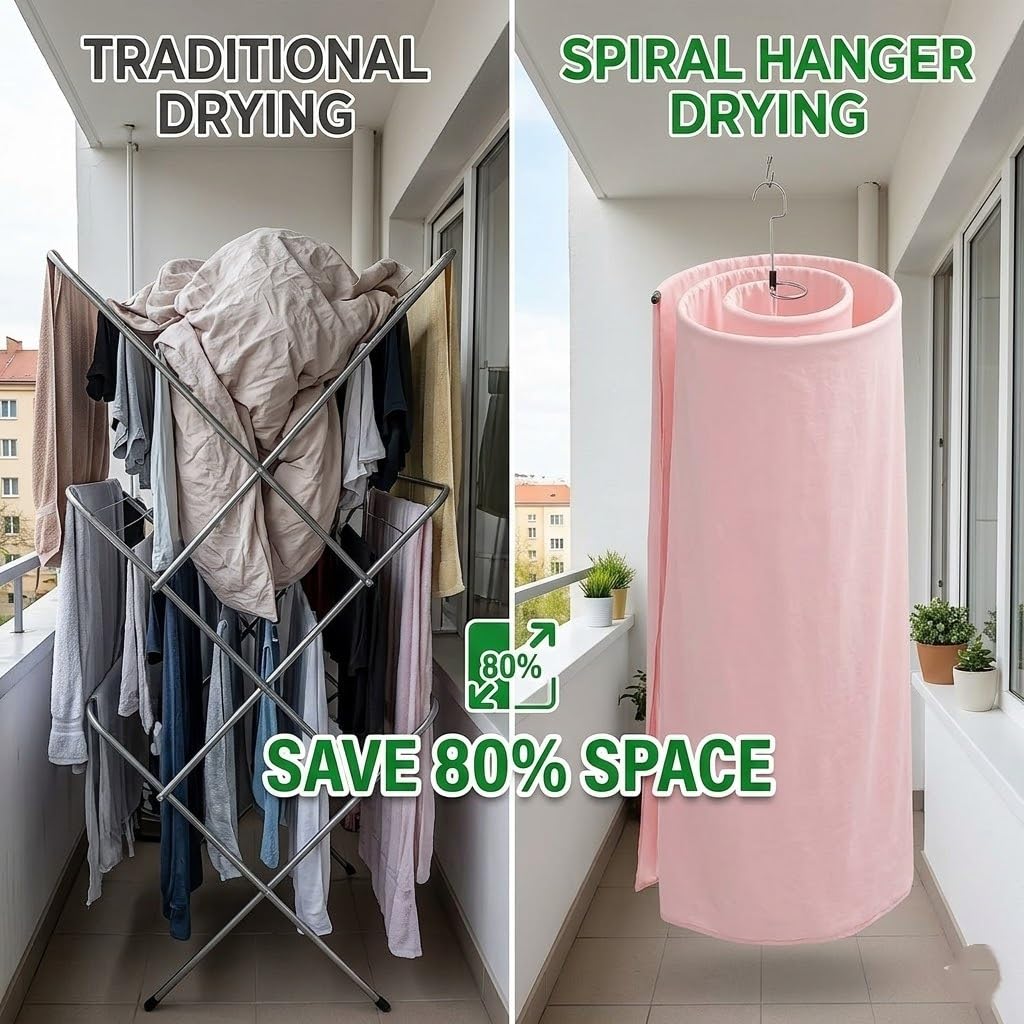 4 stendibiancheria a spirale, in acciaio inox, supporto per asciugatura a spirale, gancio per asciugare con gancio, multifunzione per interni ed esterni, asciuga facilmente le lenzuola