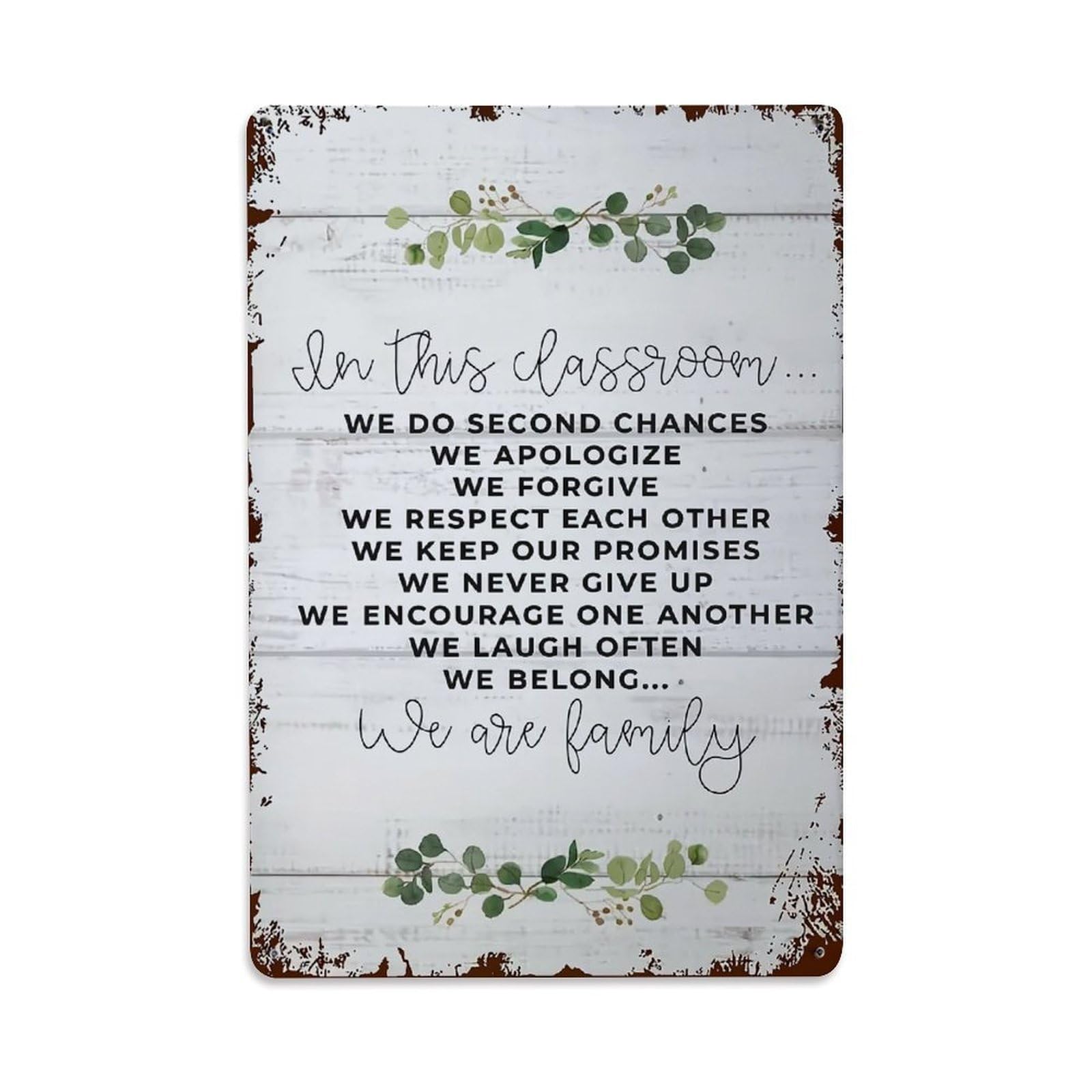 Nestemfo Vintage In This Classroom We Are Family Tin Sign Metal Sign, Living Room,Bar, Home, Bedroom Wall Decor,Retro Metal Poster 8X12 Inches