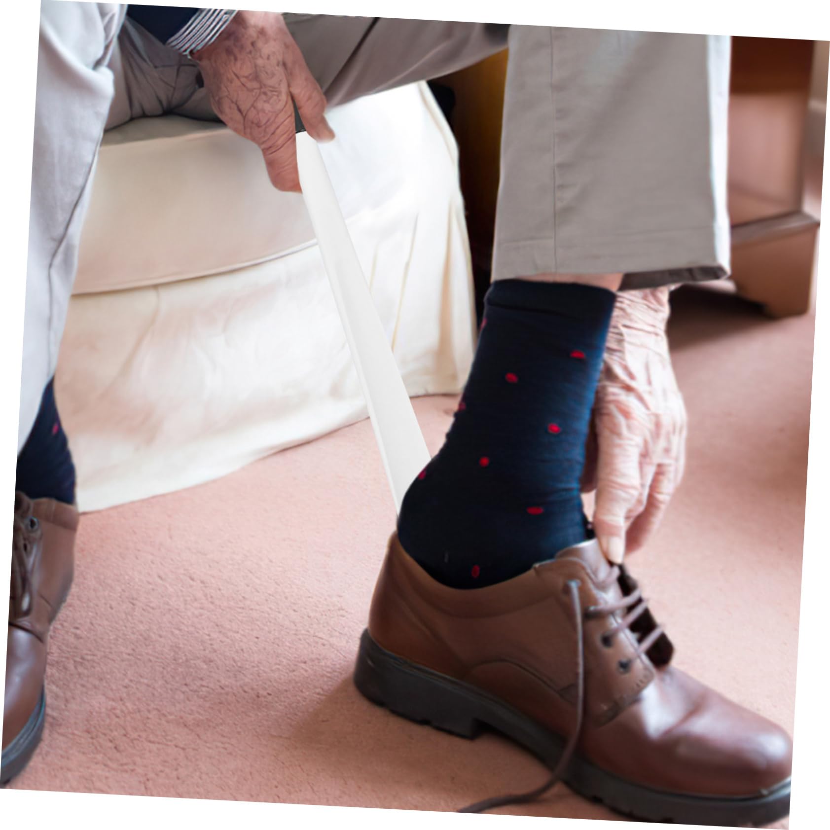 Chausse-pied Long Télescopique en Abs, Aide à L’habillage | Enfile-chaussettes pour Seniors et Femmes Enceintes, Longueur Réglable, Usage Quotidien pour Chaussures et Pantalon
