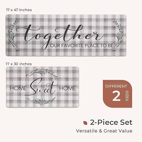 Miniatura 6 de FRESHMINT Juego de 2 alfombrillas acolchadas y antifatiga para cocina, el hogar y la oficina, ergonómicamente diseñadas con espuma de memoria para