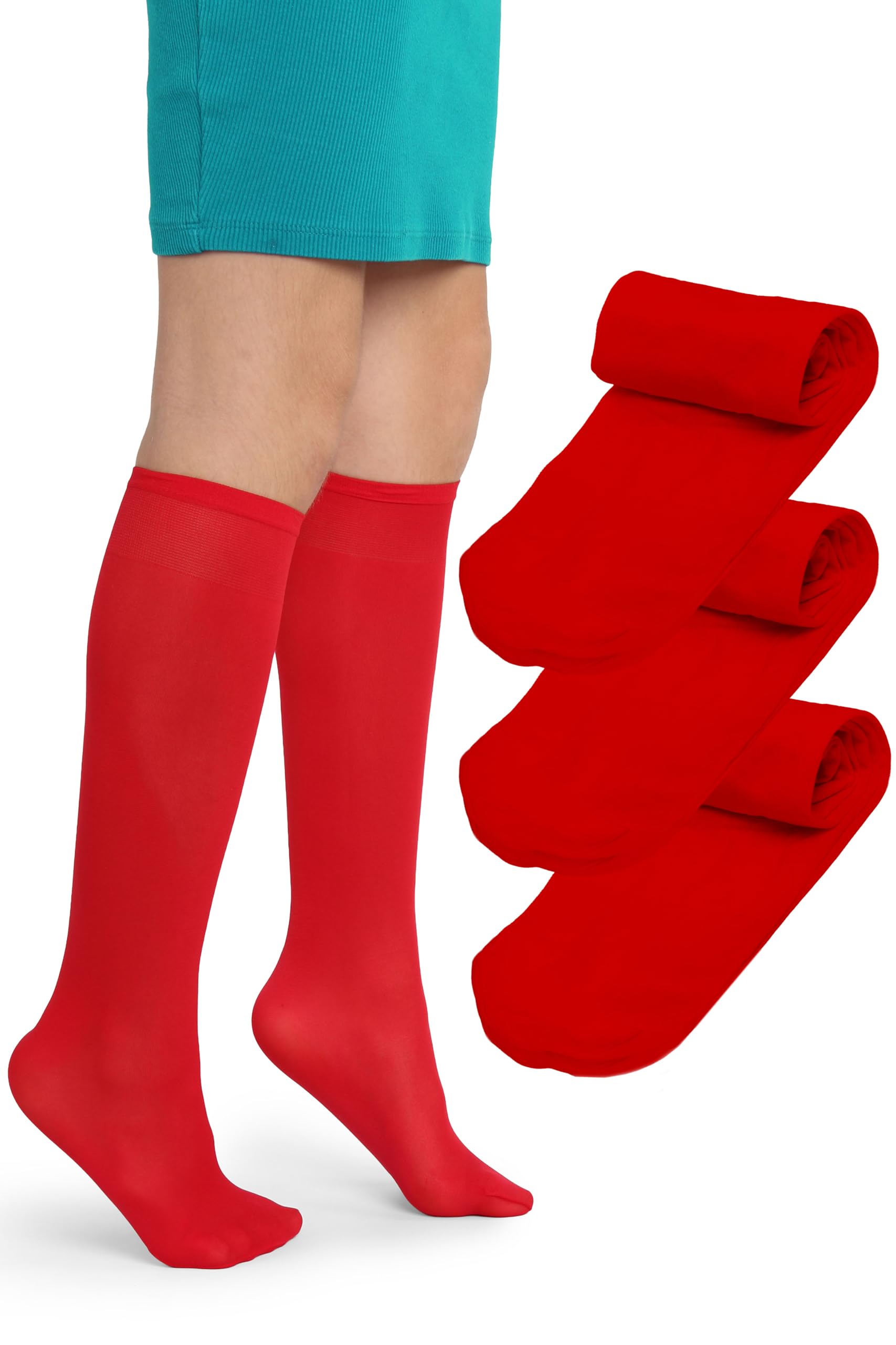 LORES Alma Medias hasta la rodilla para niña 40 DEN blancas, calcetines altos de microfibra opaca, suaves y elásticos con banda confort, ideales para colegio, uniforme y uso diario (talla 24–37) — view 19