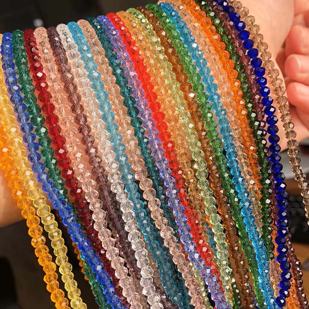 6mm Crystal Glass Pearl Beads for Jewelry Making | 630+pcs Multicolor Rainbow Spacer Beads Combo for DIY Craft, Bracelet, Earring, Necklace (7 Colors x 90pcs)-image-4