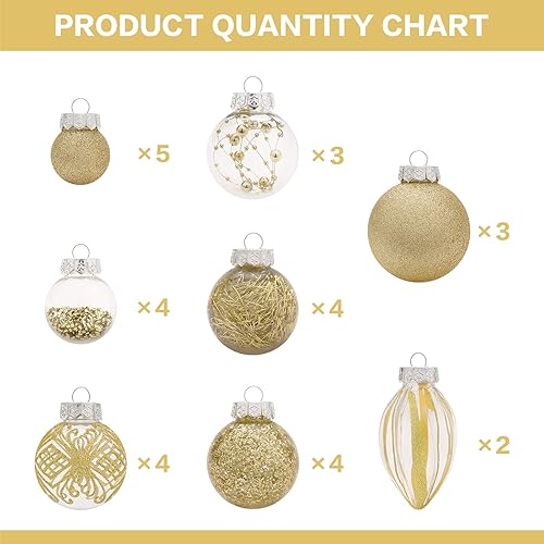Miniatura 3 de Juego de adornos de Navidad, 32 piezas de plástico transparente inastillable, adornos colgantes para decoración del árbol de Navidad, para