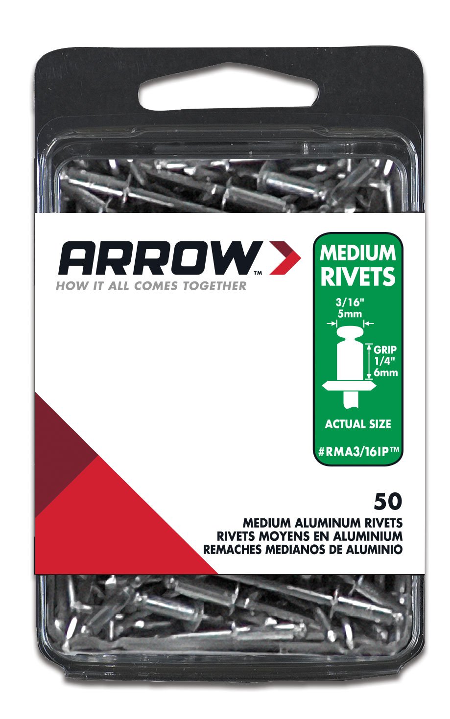 ArrowARMA3/16IP RMA3/16IP Rivets, Silver, 1/4 Inch (6 mm)