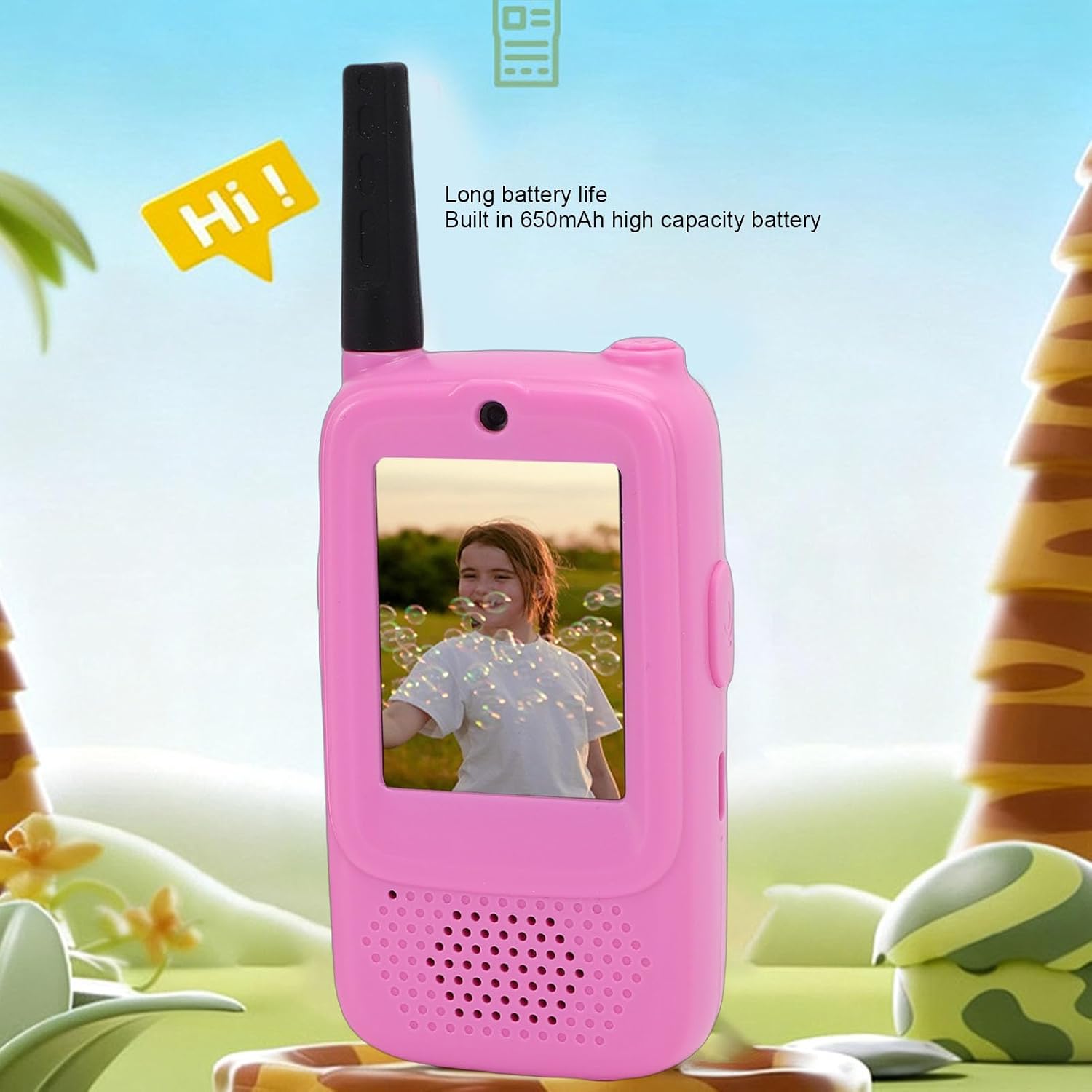 GOWENIC Video Walkie Talkies for Kids, 2.0 Inch Screen Rechargeable Two Way Talk Radio with Real Time Video Chat, for Indoor Outdoor Family Games Camping (Pink & Pink)