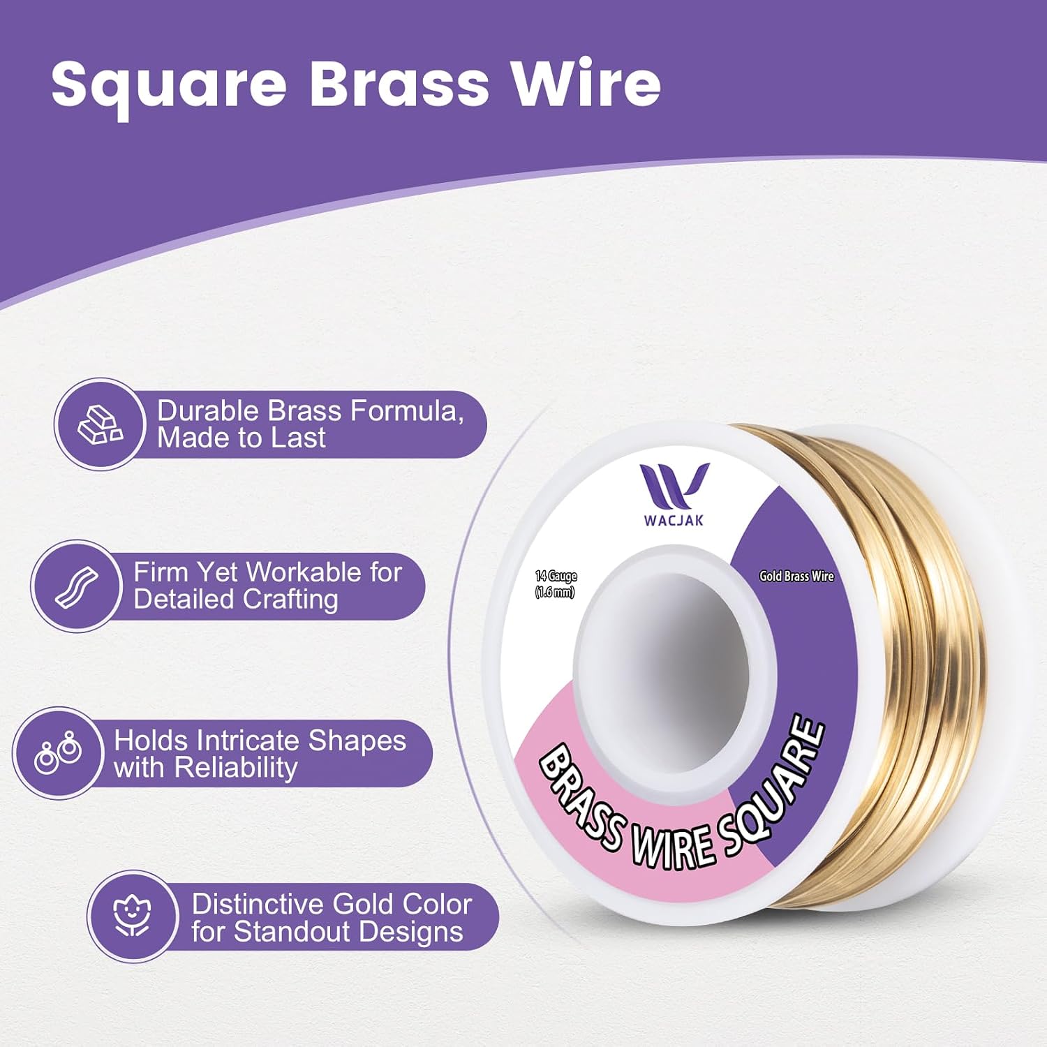 Square Brass Wire 14ga, 30ft – Yellow Gold Brass for Jewelry & Crafting