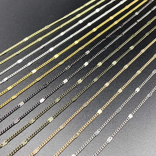 Miniatura 5 de Cadenas de collar de latón chapado en oro KC de 32.8 ft de longitudlote de 0.059 pulgadas (0.059 in) para hacer joyas hechas a mano, materiales al