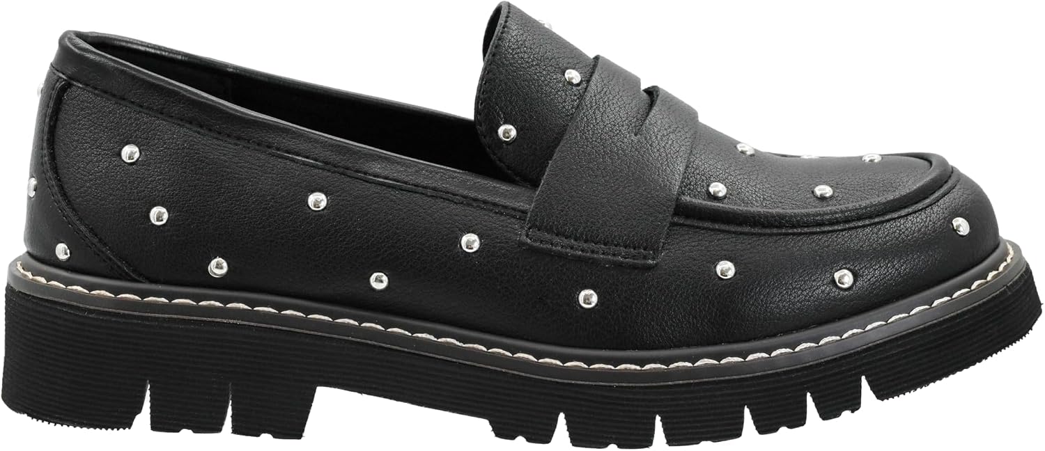 Corkys Footwear Hey Girl Women's Stud Muffin Heeled Loafer - with a 1.5-Inch Heel, Studded Upper, and Soft EVA Insoles for Chic Comfort and Trendy Style