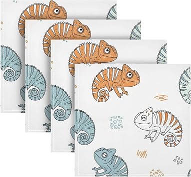 Cloth Dinner Napkin - Chameleon Dots White Reusable Table Napkins 20x20 in for Wedding Party Hotel Set of 4