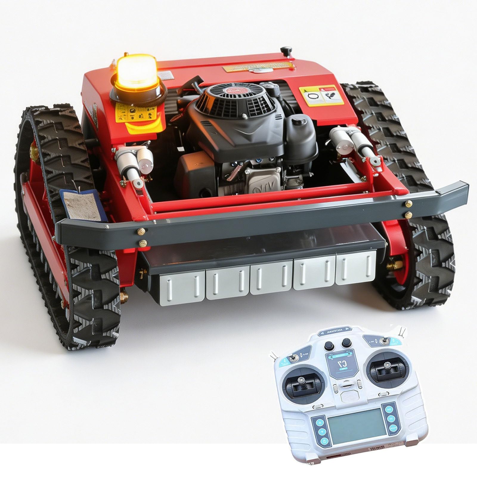 Cortacésped Oruga a Control Remoto – Motor De Gasolina 224 CC, Ancho De Corte 550 Mm, Capacidad De Pendiente 45°, Arranque Eléctrico + Arranque Manual, para Terrenos Empinados