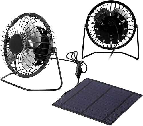 Miniatura 5 de Ventilador de enfriamiento alimentado por panel solar USB de 5 W, mini ventilador portátil fotovoltaico panel solar para casa al aire libre, viajes,