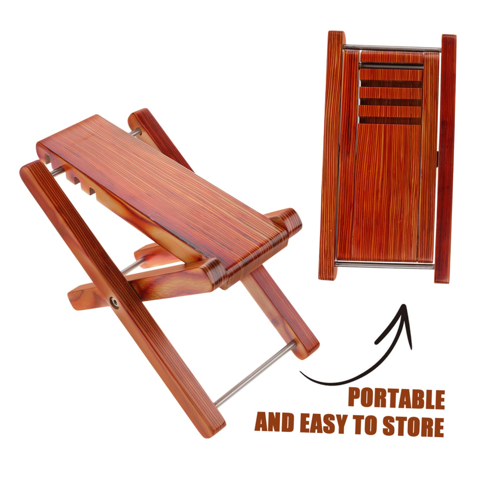 GOOHOCHY Guitar Foot Rest Stand 4 Height Levels Bamboo Foot Stool for Musicians Practice