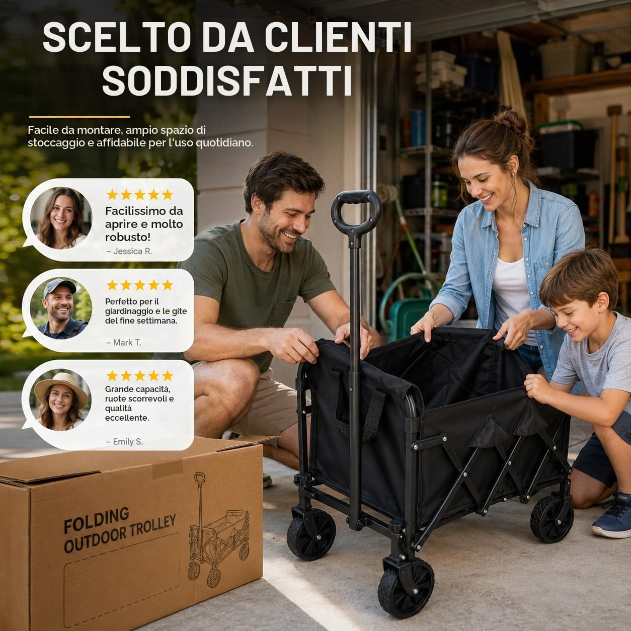 Carrello pieghevole con ruote – Carrello pieghevole fino a 200 kg – Leggero, compatto e adatto a terreni per spiaggia, campeggio e shopping | VOZIPRO