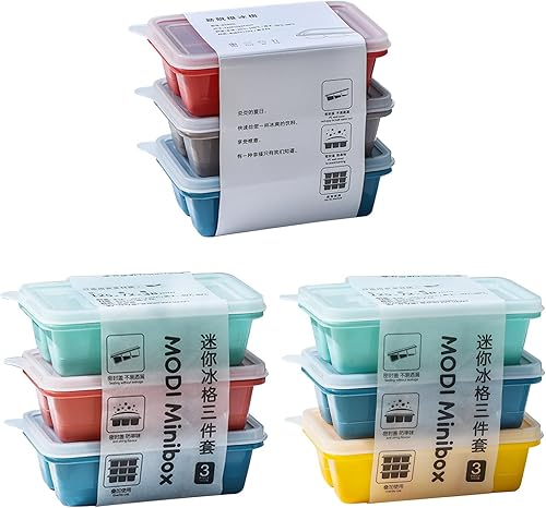 Miniatura 2 de Juego de 3 moldes cuadrados para cubitos de hielo, 6 rejillas, moldes de silicona con tapa, bandeja de hielo de silicona reutilizable para el hogar,