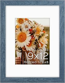 Golden State Art 9x12 Blue Picture Frame Mat for 6x8 Real Glass