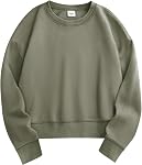 STELLE Cropped Sweatshirts for Women Cotton Long Sleeve Crop Tops Crewneck Pullover Oversized Sweater