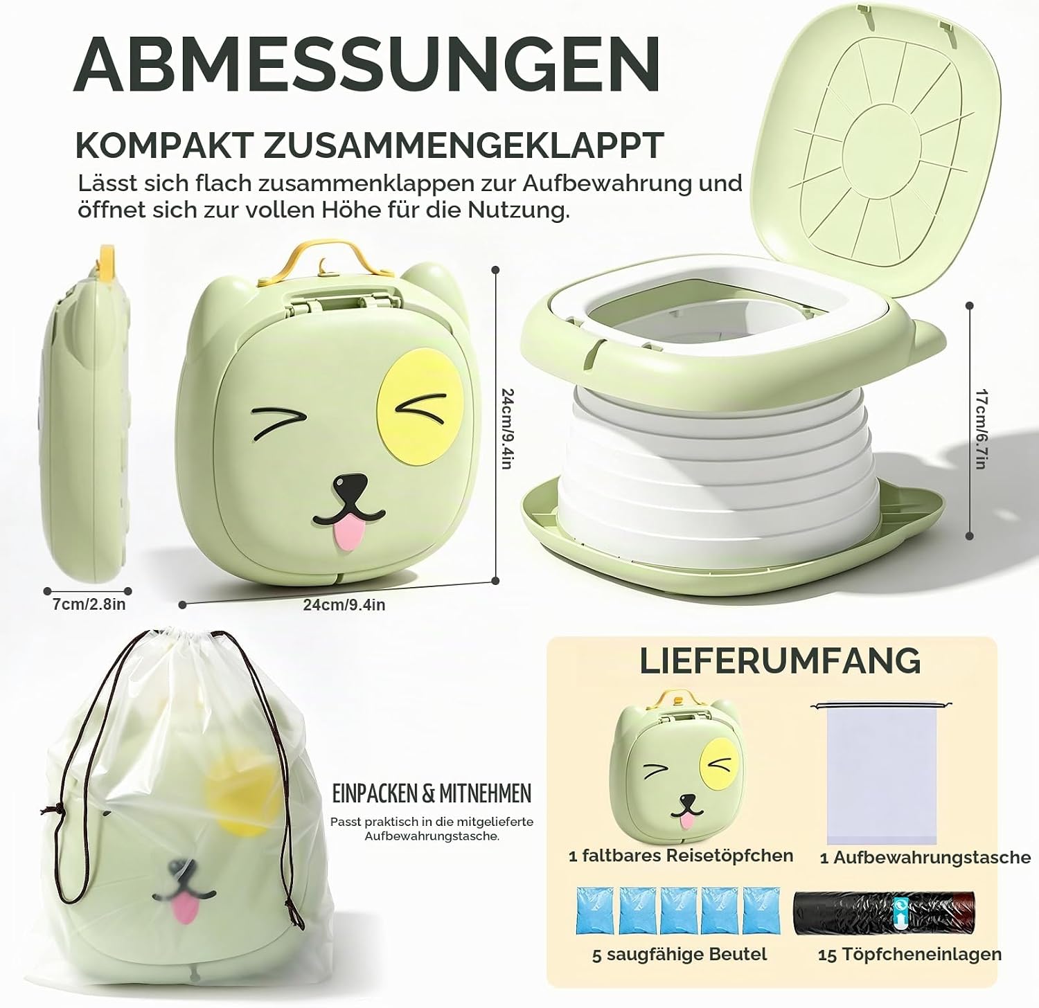 Faltbares Töpfchen für Kinder - Reisetoilette Kinder - Analyse des détails et conception