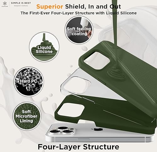 Miniatura 2 de IceSword Funda para iPhone 15 Pro Max, color verde oscuro (2023), funda de silicona líquida delgada y protectora, forro de microfibra suave