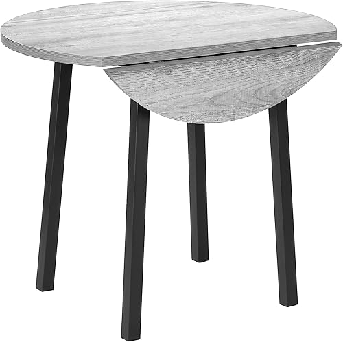 Miniatura 5 de Monarch Specialties I 1007 Juego de mesa de comedor, juego de 3 piezas, pequeño, hoja de caída de 35 pulgadas, cocina, metal negro, laminado gris,