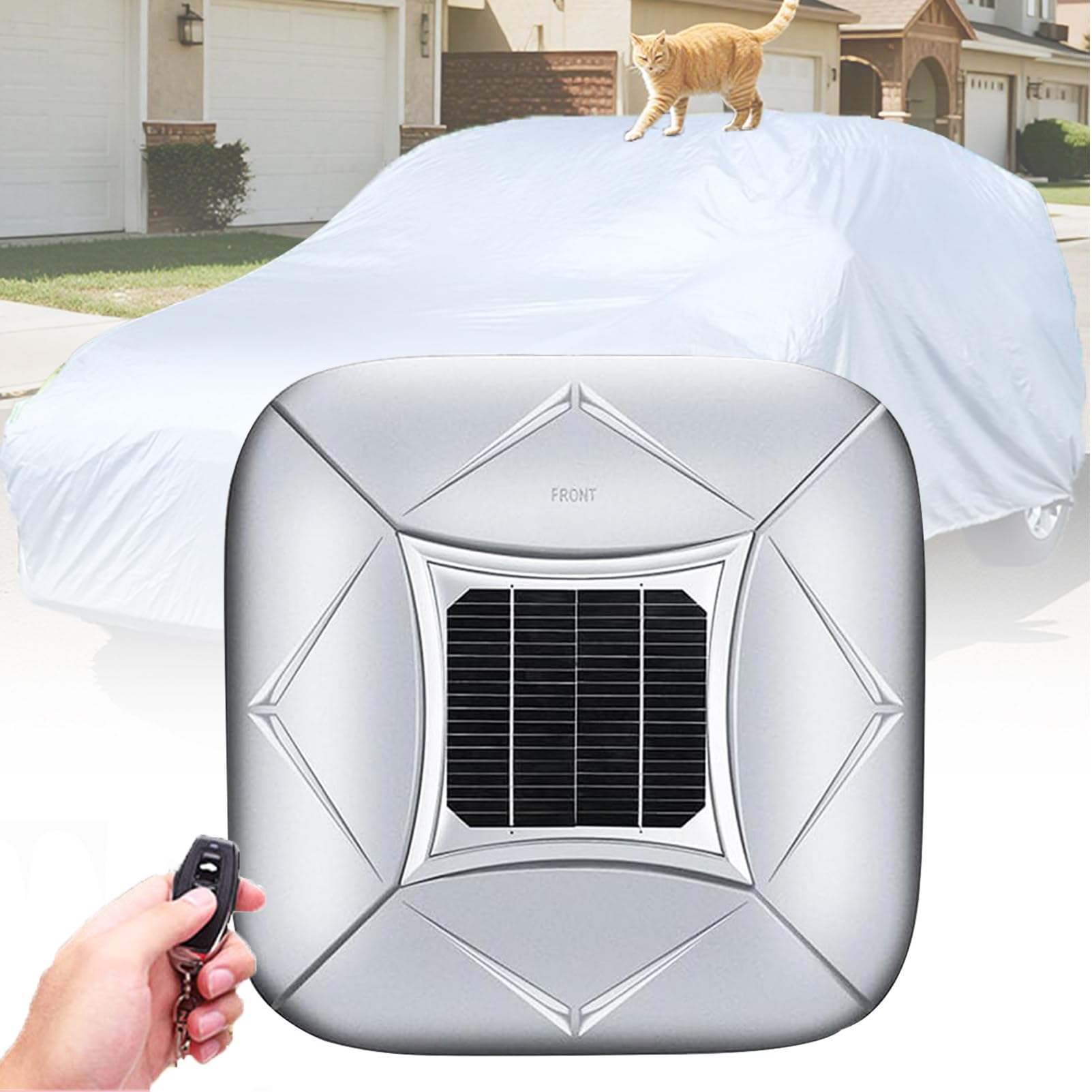 Funda para Coche con Carga Solar, Totalmente AutomáTica, para Exteriores, PortáTil, Resistente Al Sol Y Al Clima, con Control Remoto Inteligente, RetráCtil Y EléCtrica Silver-YXXL