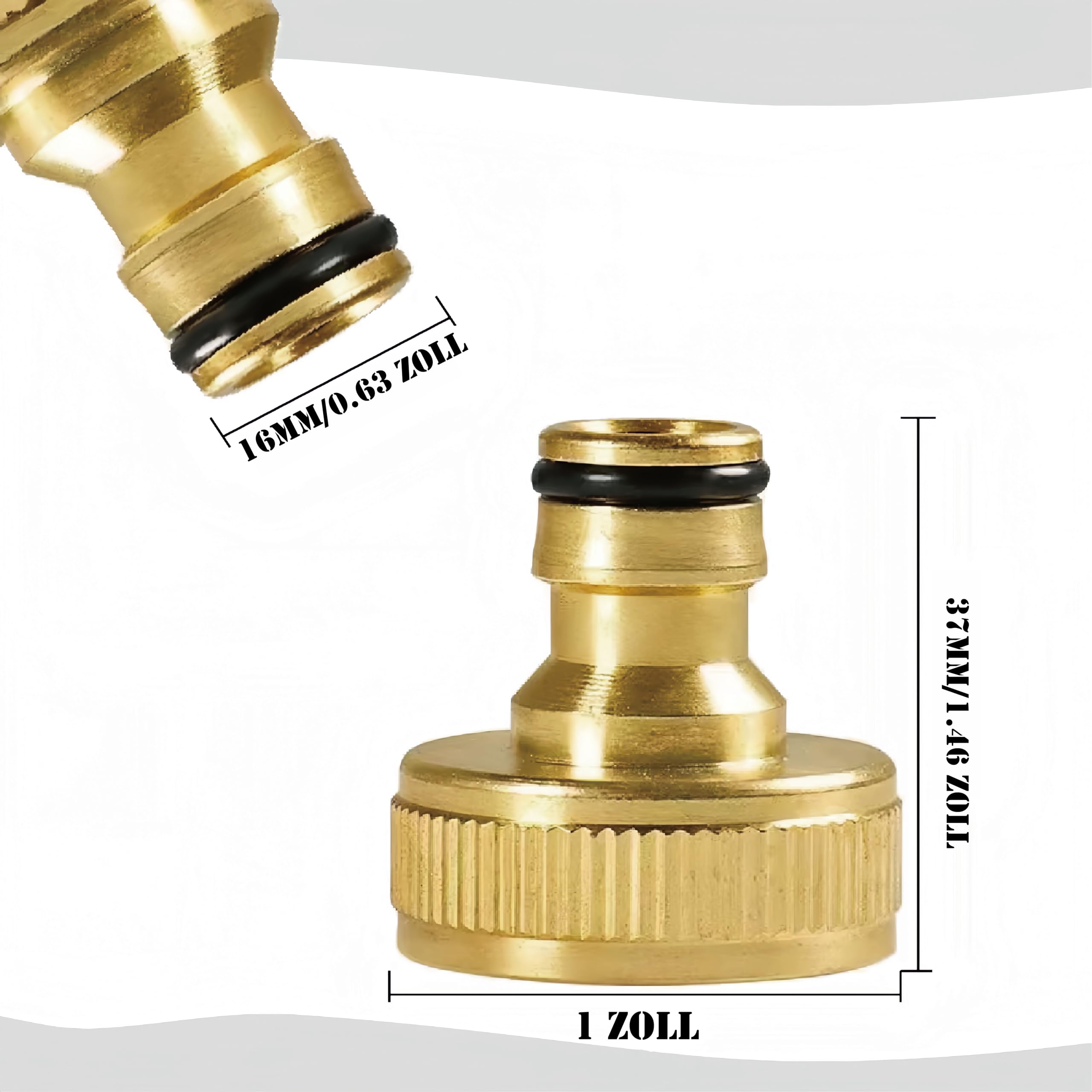 Gartenschlauch Schnellkupplung Messing Wasserschlauch Fitting Anschlüsse Innengewinde Adapter Messing Ton 1 Zoll, Außengewinde Zubehör/Gartengerät/Sanitär/Bewässerung (2 Stück pro Packung)