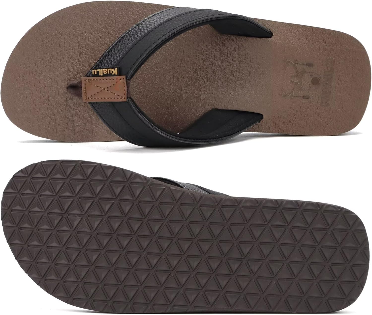 KuaiLu Men's Yoga Mat Leather Flip Flops with Arch Support Comfortable Cushion Walking Thong Sandals Slip On Indoor Outdoor - Image 9