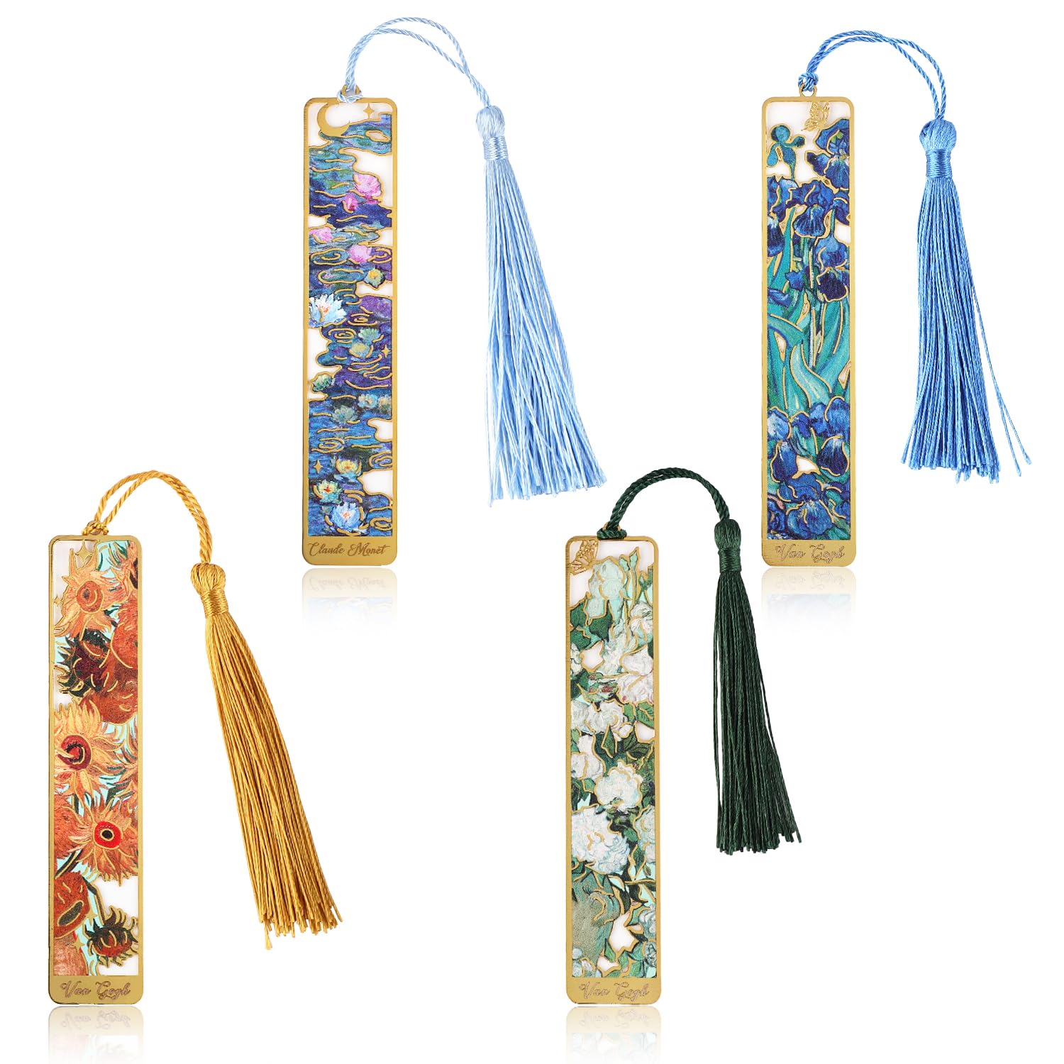 4pcs Metal Bookmarks with Tassel