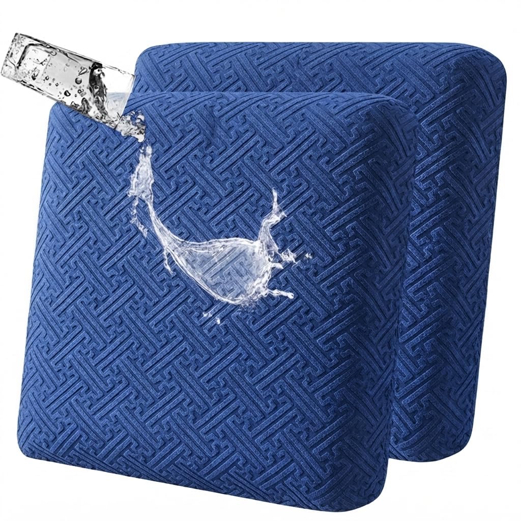 LiveGo Outdoor Patio Cushion Covers, Washable Replacement Slipcovers for Outdoor Sofa & Couch Cushions, Soft & Durable Seat Protectors for Patio Furniture (2, Navy blue A) — image 1
