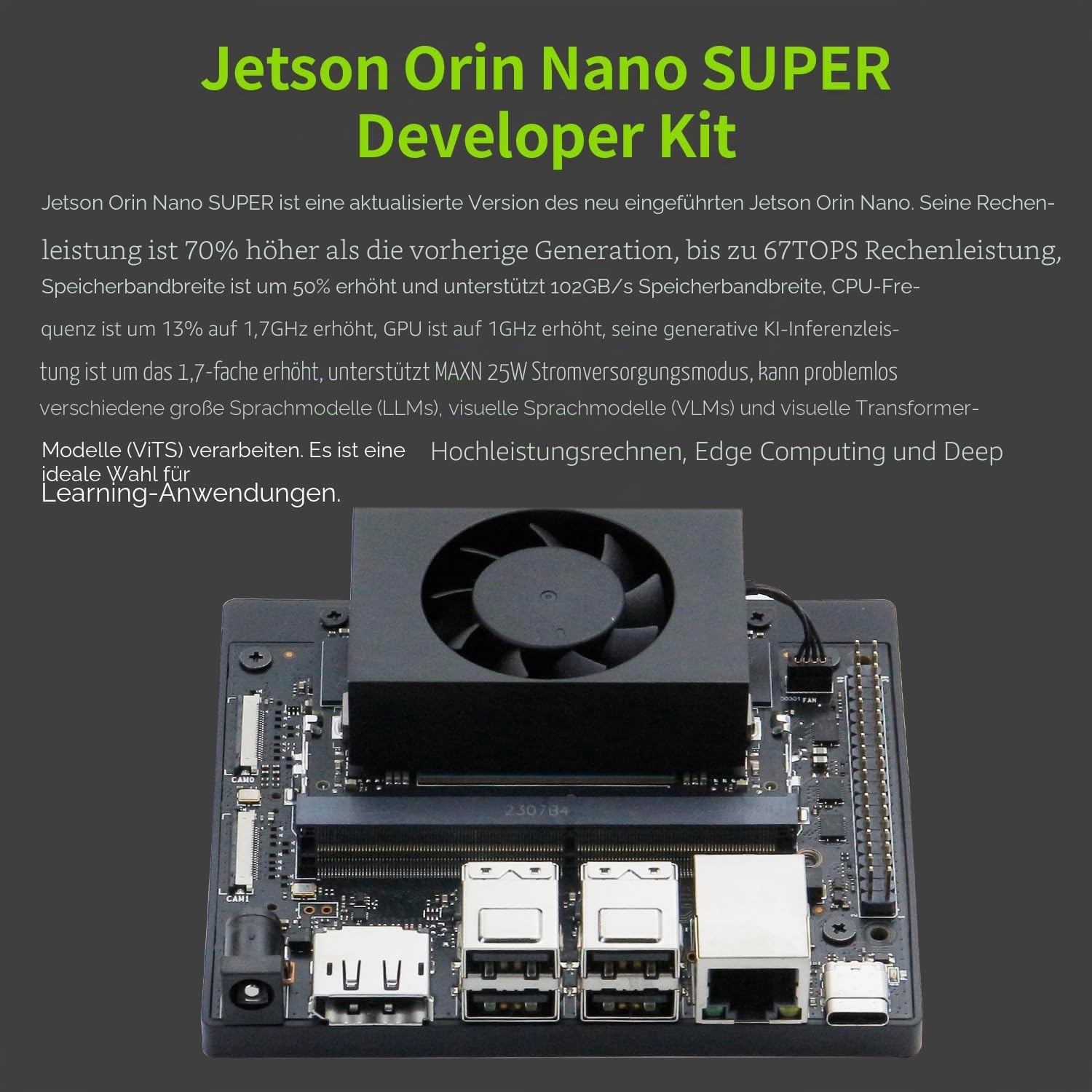 Yahboom Jetson Orin Nano Super 8GB AI Large Model Kit,67 Tops,256G SSD | IMX219 CSI Camera+Jetson Case +Development Board Ubuntu 22.04 ROS2 Data