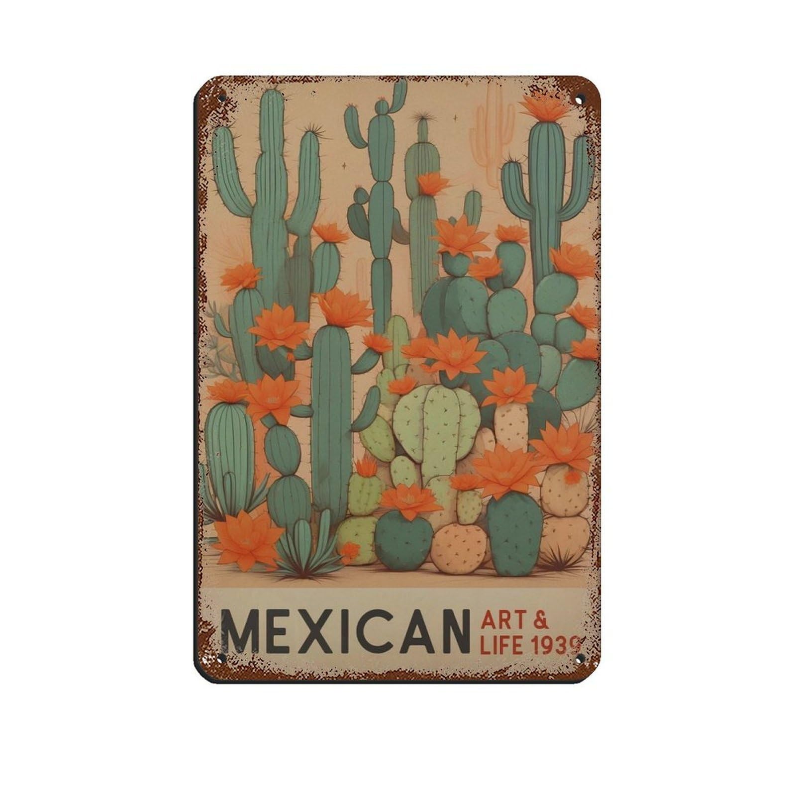 Mexican Life Culture Exhibition Poster (2) Retro Poster Metal Tin Sign Chic Art Retro Iron Painting Bar People Cave Cafe Family Garage Poster Wall Decoration 8x12inch(20x30cm)