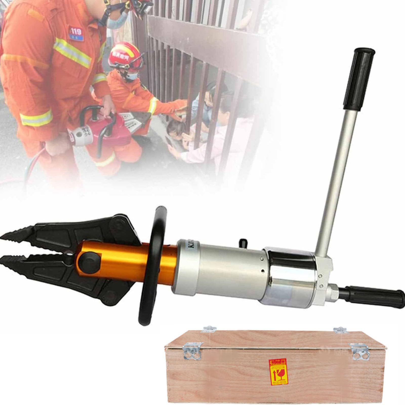 Alicates hidráulicos, herramienta esparcidora expandible, cizalla 18T 5.5T, rotación de 360° para electricistas, fontaneros, control de incendios, funda de madera duradera incluida