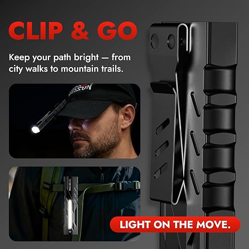 Miniatura 4 de WARSUN Linterna T9 PRO EDC  Linterna LED recargable de 1500 lúmenes con base magnética y clip de bolsillo, luz de trabajo compacta para camping,