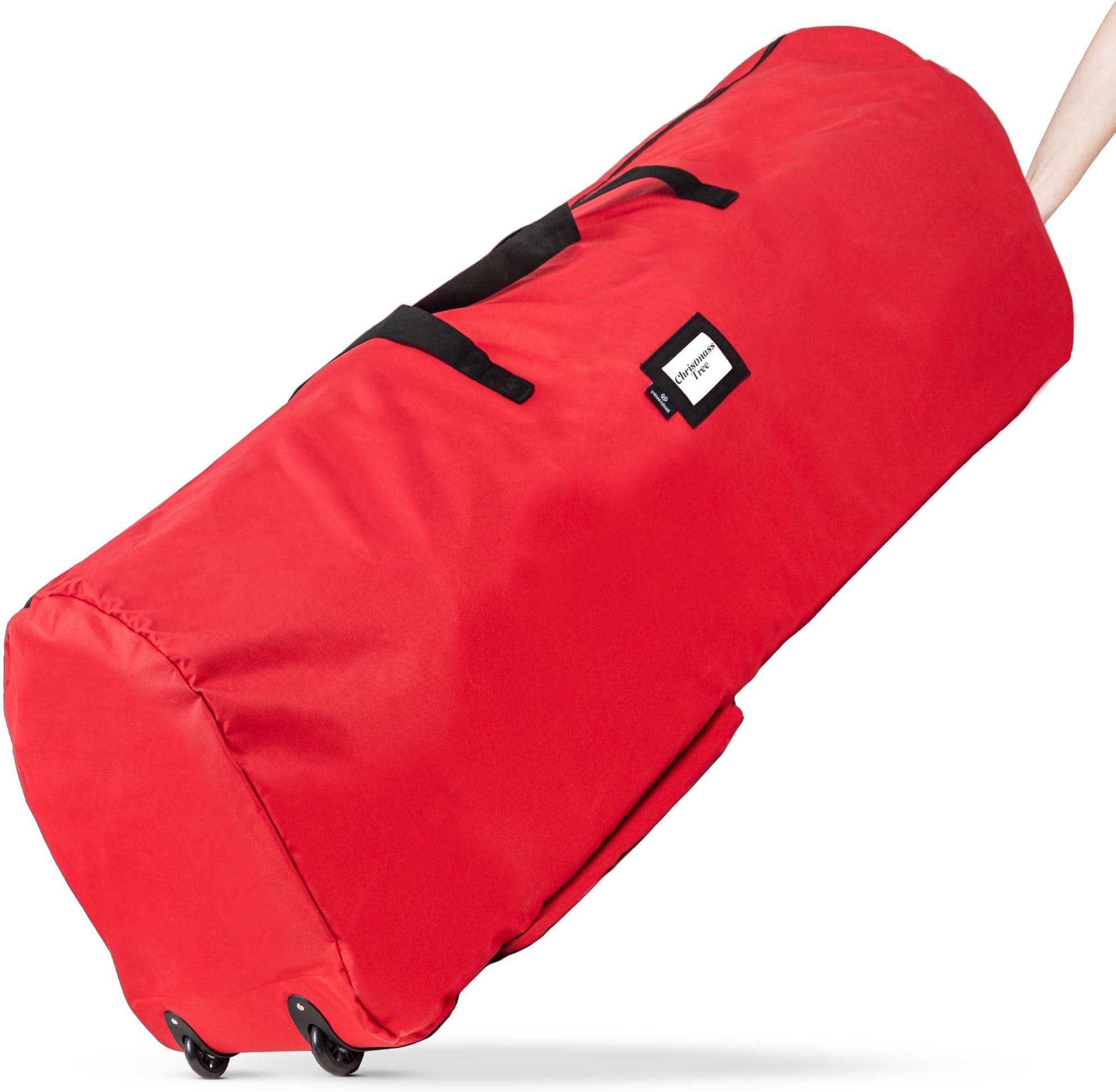 Rolling Tree Storage Bag - Storage for 7.5-Foot Artificial Christmas Holiday Tree. Zippered Bag, Carry Handles and Wheels for Easy Transport. Protects Against Dust, Insects, and Moisture. (RED)