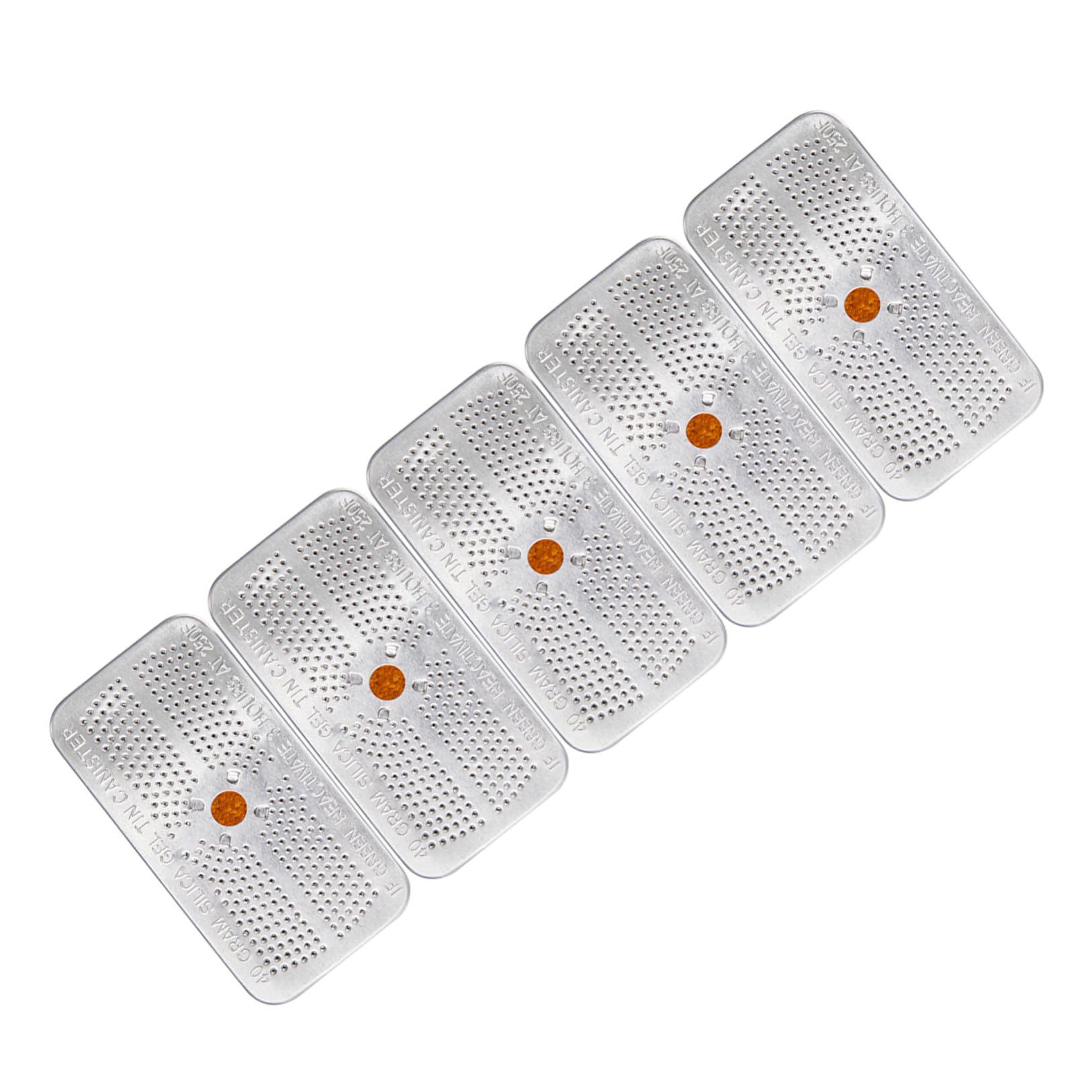 5 Pezzi Essiccante al Gel di Silice 40 Grammi in Contenitore di Alluminio Arancione Riutilizzabile e Assorbitore di Umidità per Armadio e Cassaforte