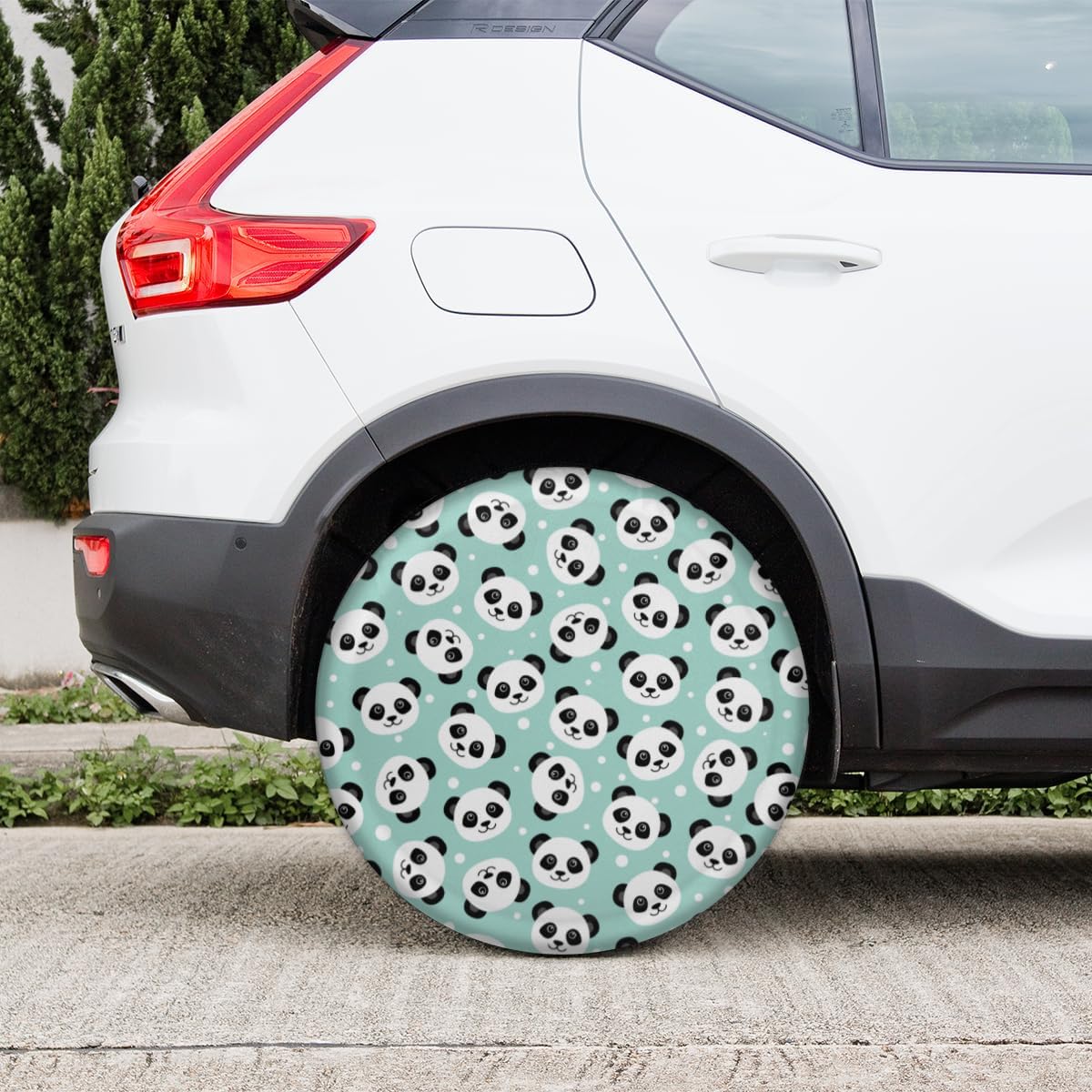 Cartoon Panda Face Tire Covers Portable Spare Tire Cover Soft Durable Waterproof Dustproof 3 Sizes 14 15 16 Inches for Car Truck SUV Trailer Camper