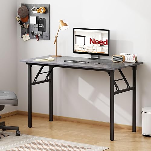 Miniatura 23 de Need AC5FB - Escritorio plegable para computadora y oficina en casa, moderno, no requiere montaje, color marrón rústico y marco negro, 39 3/8 in