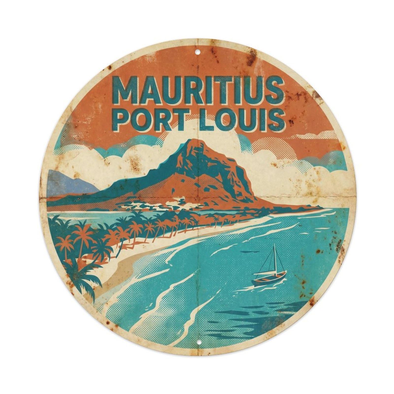 Mauritius Port Louis Indian Ocean WPA Travel Metal Tin Sign