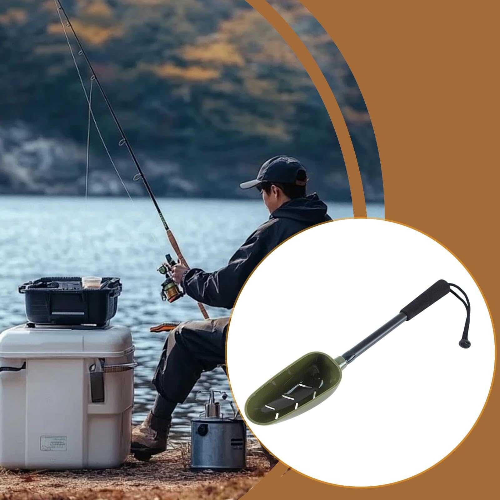 Oshhni Cuchara para lanzar señuelos de Pesca para Carpas, lubinas y truchas, Mango Antideslizante, portátil y Resistente, Herramienta de alimentación para