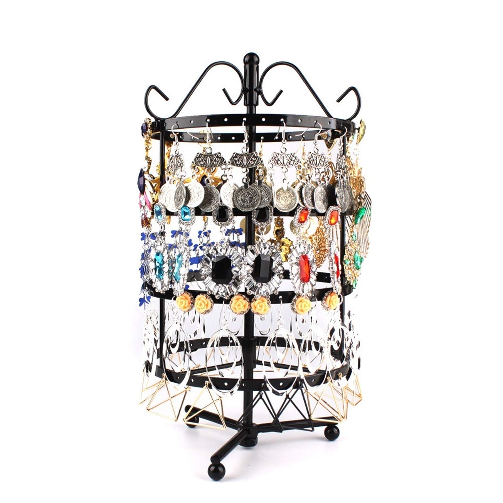 Soporte de exhibición de joyas con rotación redonda y base estable de metal para pendientes